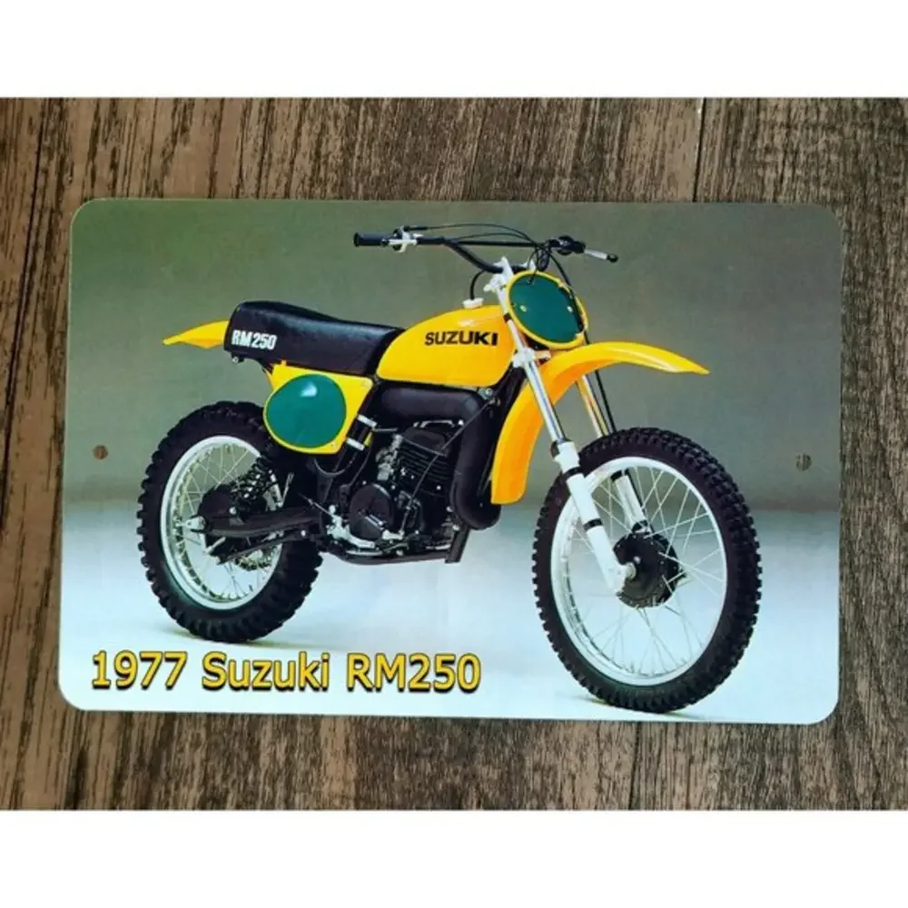 1977 Suzuki RM250 8x12 Metal Wall Sign Motocross Dirt Bike Motorcycle